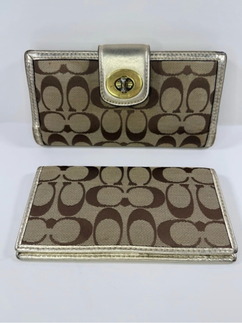 Coach Vintage Signature Monogram Turlock Wallet with check book cover